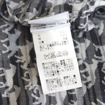HERMES Sellier Button All-Over Pattern Silk Shirt Size 44