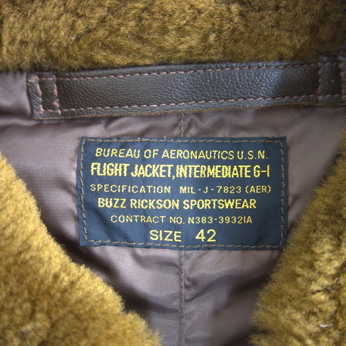 BUZZ RICKSON'S Leather Type G-1 Flight Jacket Size 42