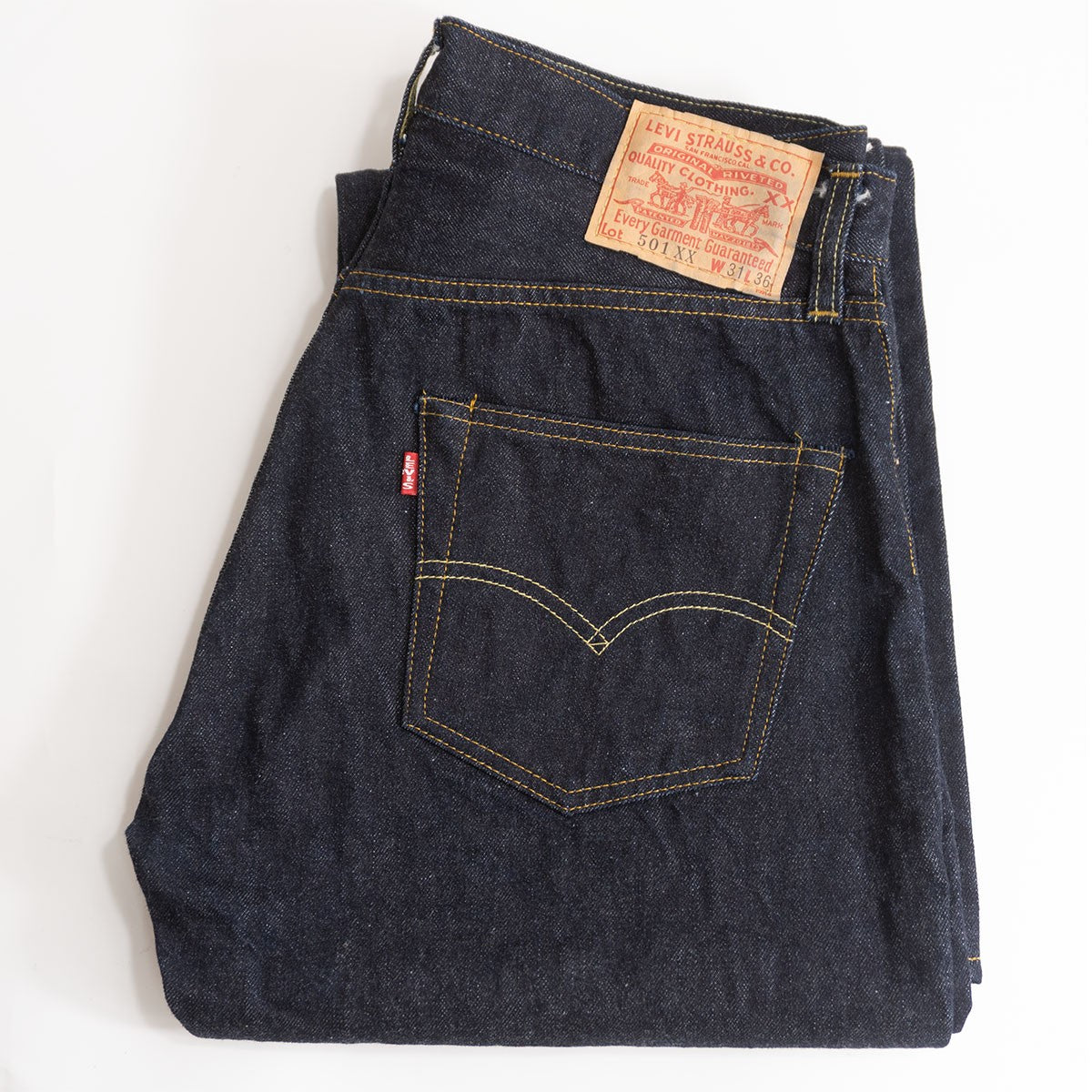 wsm x LEVI'S 501XX Big E Valencia USA Raw Denim Jeans Size 31×36