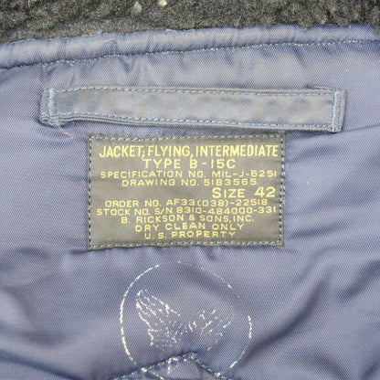 BUZZ RICKSON B-15C Military Flight Jacket Blue Size 42
