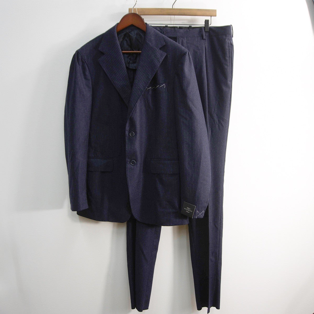 TITO ALLEGRETTO Navy Wool Stripe Suit Set Jacket