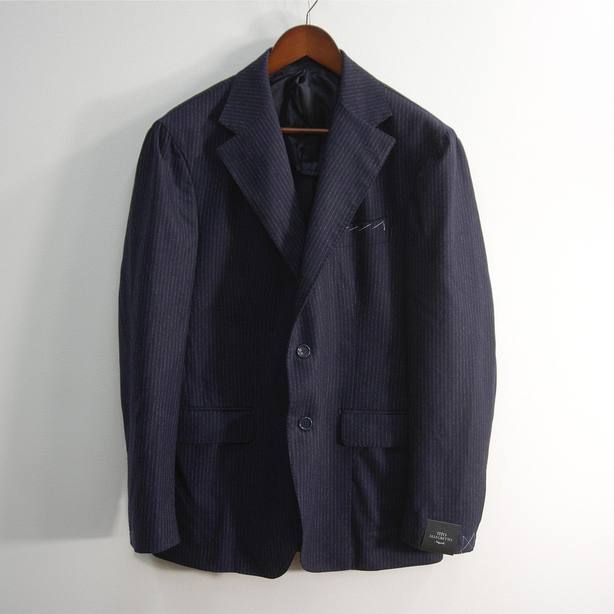 TITO ALLEGRETTO Navy Wool Stripe Suit Set Jacket