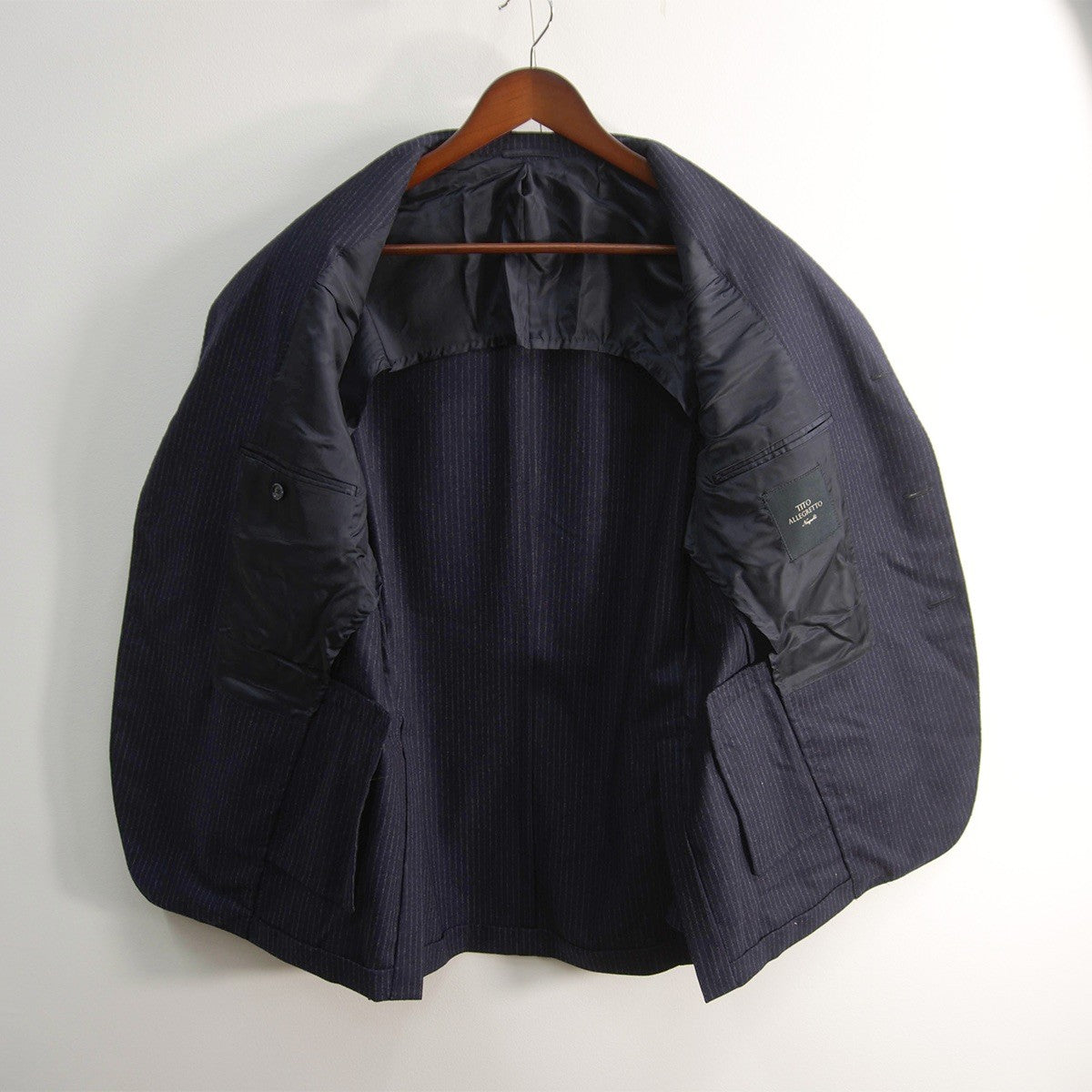 TITO ALLEGRETTO Navy Wool Stripe Suit Set Jacket