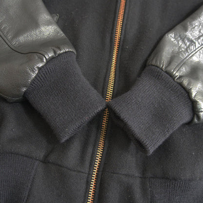 SKOOKUM Melton Leather Varsity Jacket Black Size 40