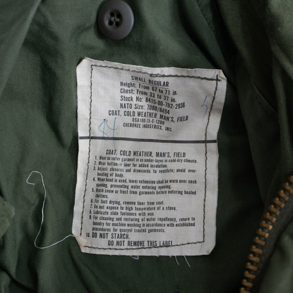 US ARMY 70s M-65 3rd Field Jacket Size SMALL-REGULAR