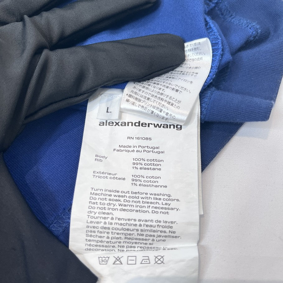 Alexander Wang Shiny Embossed Logo Blue T-Shirt Size L