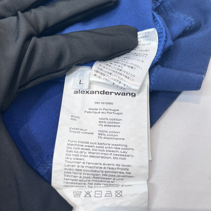 Alexander Wang Shiny Embossed Logo Blue T-Shirt Size L