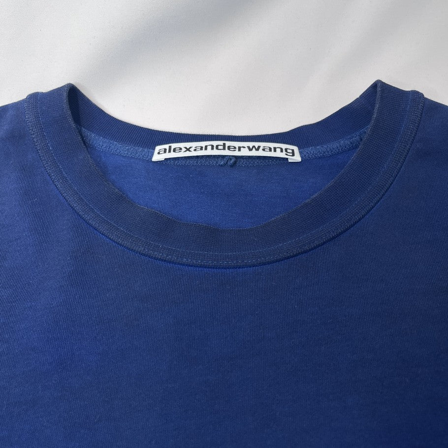 Alexander Wang Shiny Embossed Logo Blue T-Shirt Size L