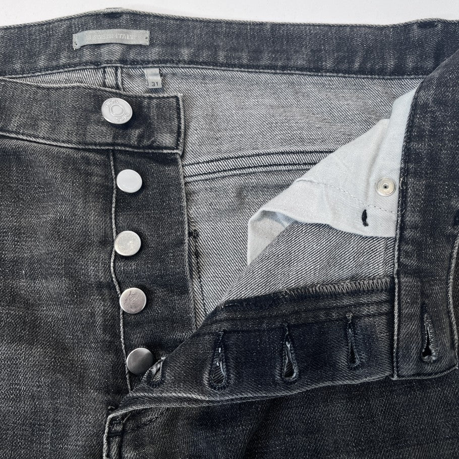 Dior Homme Button Fly Leather Patch Jeans Black Size 31