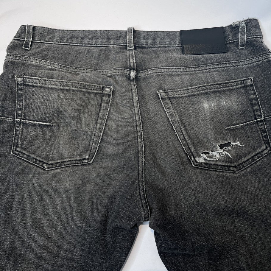 Dior Homme Button Fly Leather Patch Jeans Black Size 31