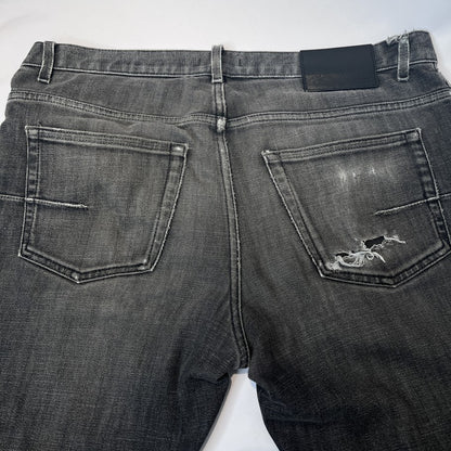 Dior Homme Button Fly Leather Patch Jeans Black Size 31