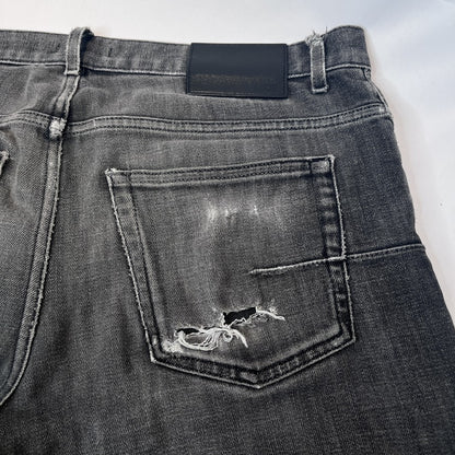 Dior Homme Button Fly Leather Patch Jeans Black Size 31