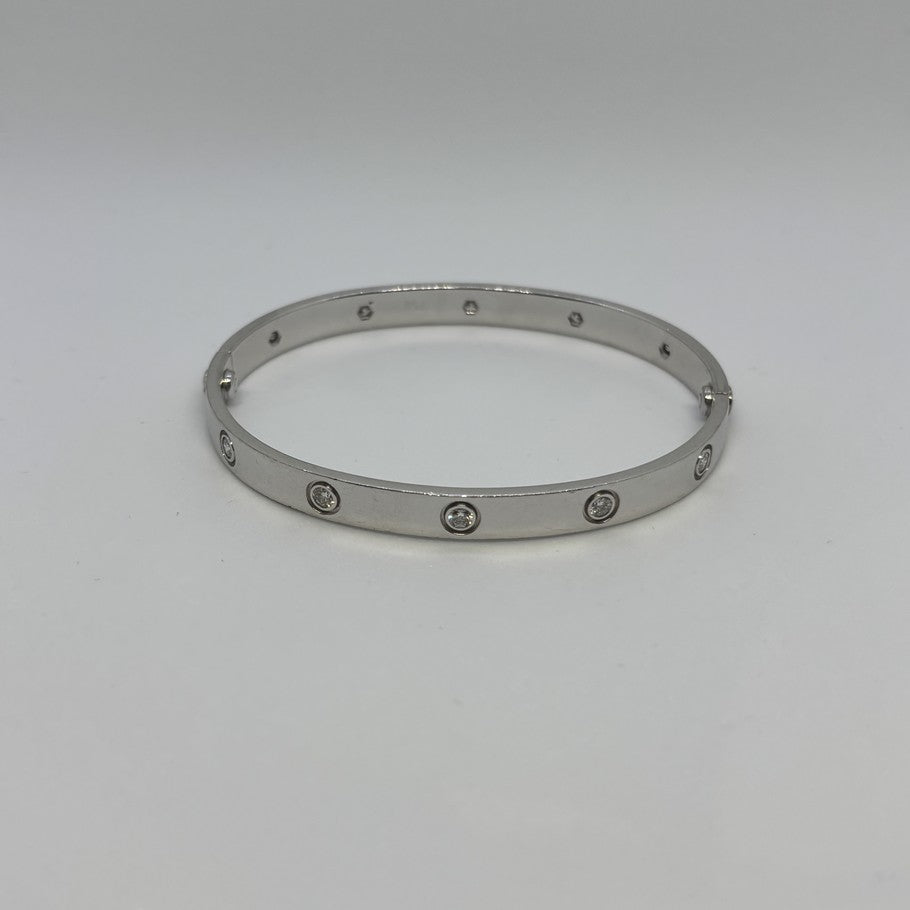 Cartier Love Bracelet Full Diamond White Gold Size ONE SIZE