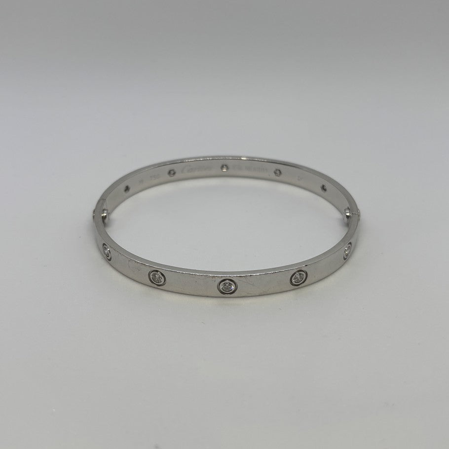 Cartier Love Bracelet Full Diamond White Gold Size ONE SIZE