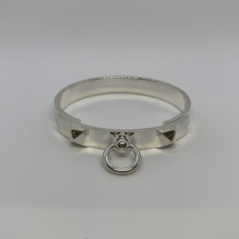 HERMES Collier de Chien Silver Bracelet Size ONE SIZE