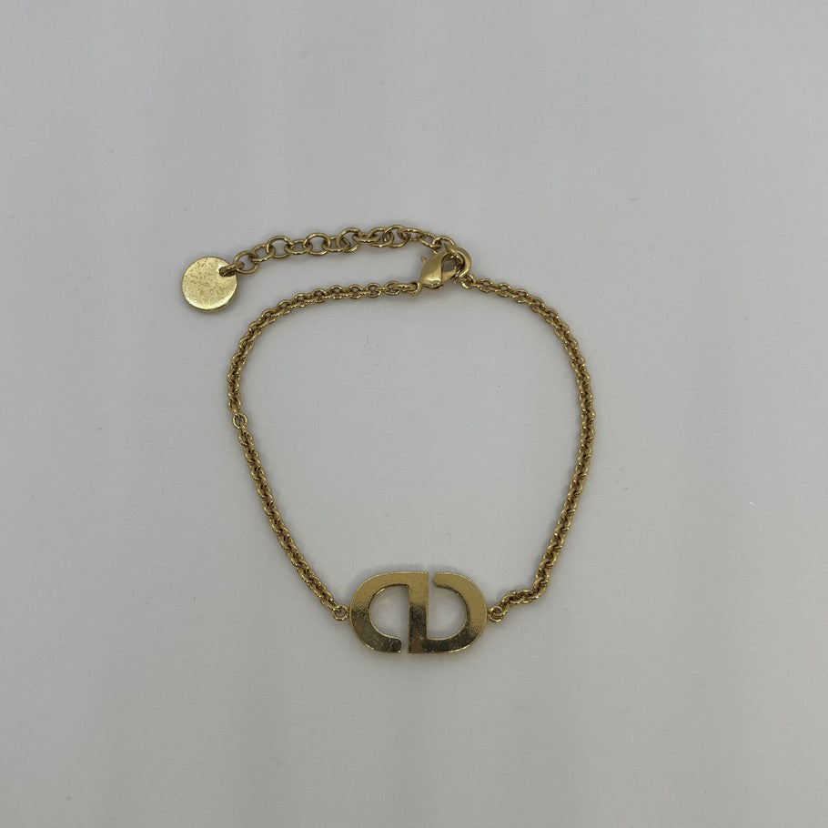 Dior PETIT CD Logo Rhinestone Bracelet Gold Size ONE SIZE