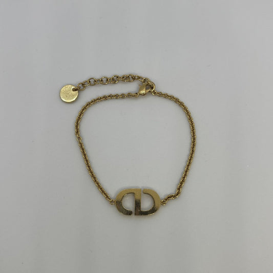 Dior PETIT CD Logo Rhinestone Bracelet Gold Size ONE SIZE