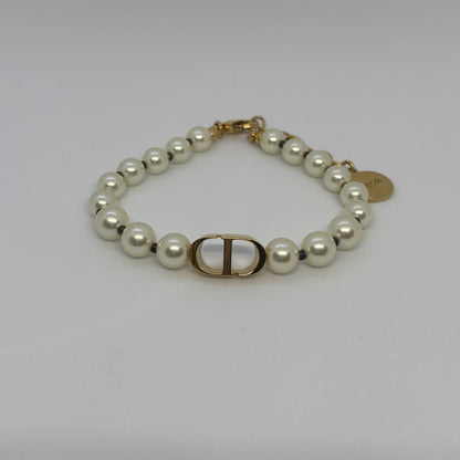 Dior PETIT CD Logo Rhinestone Bracelet Gold Size ONE SIZE