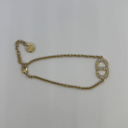 Dior PETIT CD Logo Rhinestone Bracelet Gold Size ONE SIZE