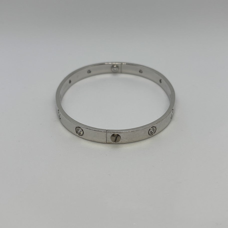 Cartier Love Bracelet K18WG White Gold Bangle Size 17