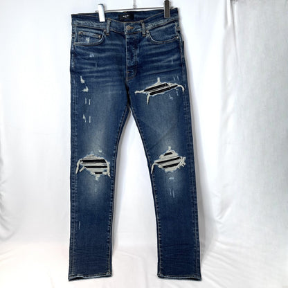 AMIRI MX1 Bellows Distressed Jeans Deep Classic Blue Size 34