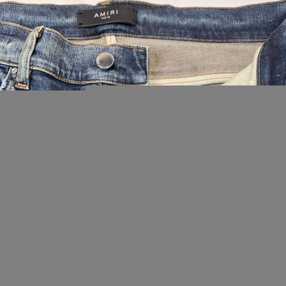 AMIRI MX1 Bellows Distressed Jeans Deep Classic Blue Size 34
