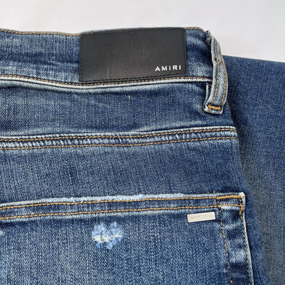 AMIRI MX1 Bellows Distressed Jeans Deep Classic Blue Size 34