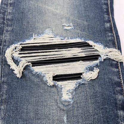 AMIRI MX1 Bellows Distressed Jeans Deep Classic Blue Size 34