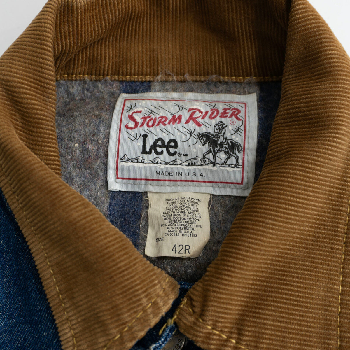 Lee 80s Storm Rider Blanket Denim Jacket Size 42R