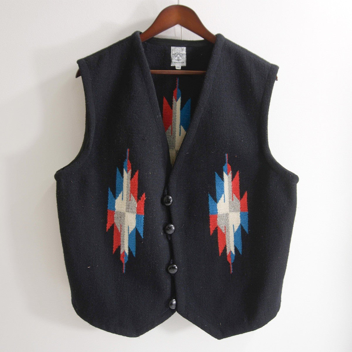 ORTEGA'S Black Chimayo Wool Vest Size 44