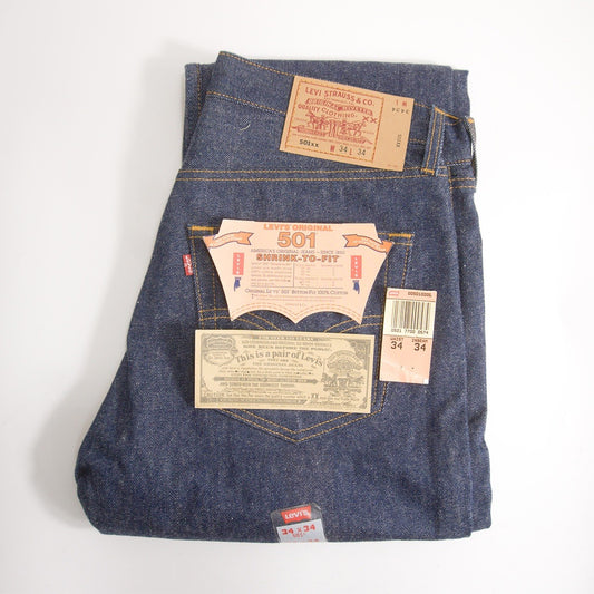 LEVI'S 90s 501 Deadstock USA Raw Denim Jeans Size 34×34