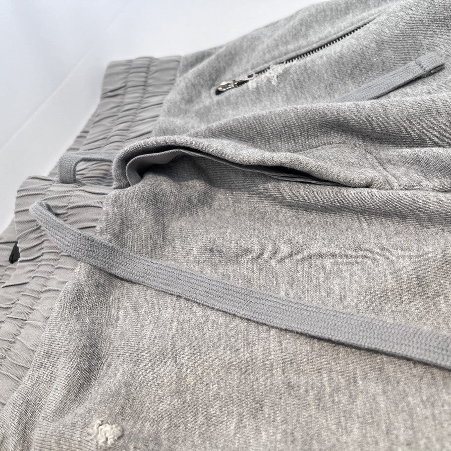 AMIRI Distressed Leather Patch Biker Sweatpants Gray Size M