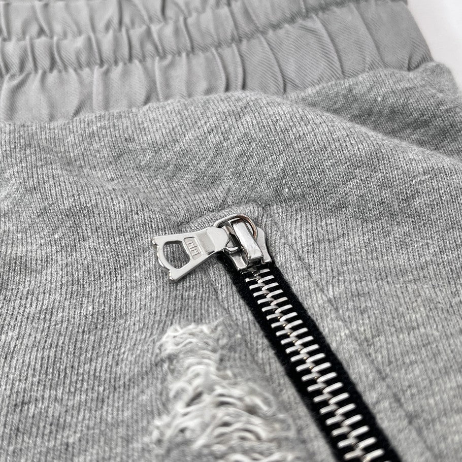 AMIRI Distressed Leather Patch Biker Sweatpants Gray Size M