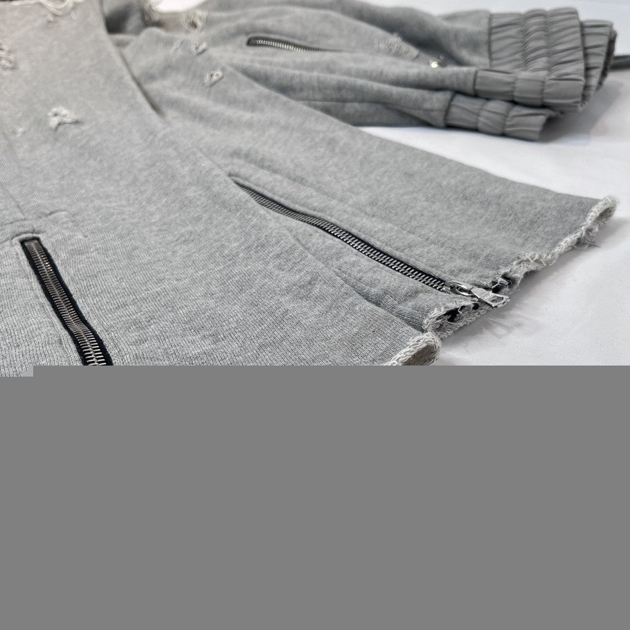 AMIRI Distressed Leather Patch Biker Sweatpants Gray Size M