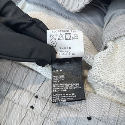 AMIRI Distressed Leather Patch Biker Sweatpants Gray Size M