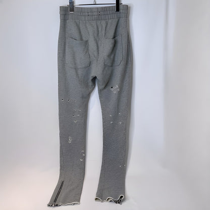 AMIRI Distressed Leather Patch Biker Sweatpants Gray Size M