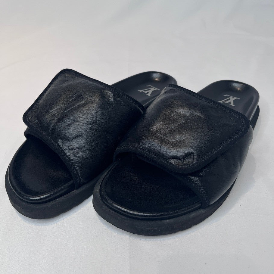 LOUIS VUITTON Miami Monogram Giant Sandals Black Size 24.5cm