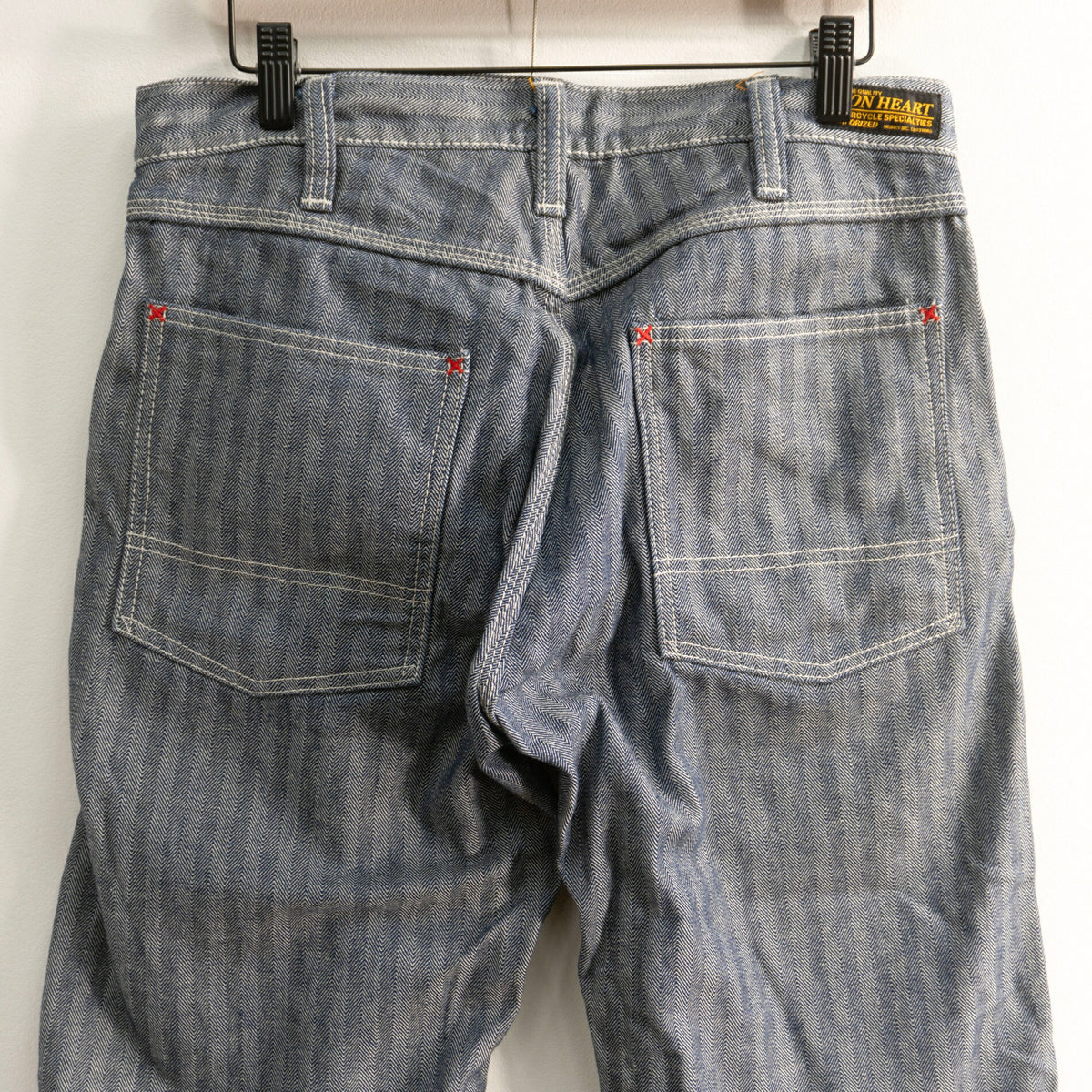 IRON HEART 803 Herringbone Double Knee Logger Jeans Size 32