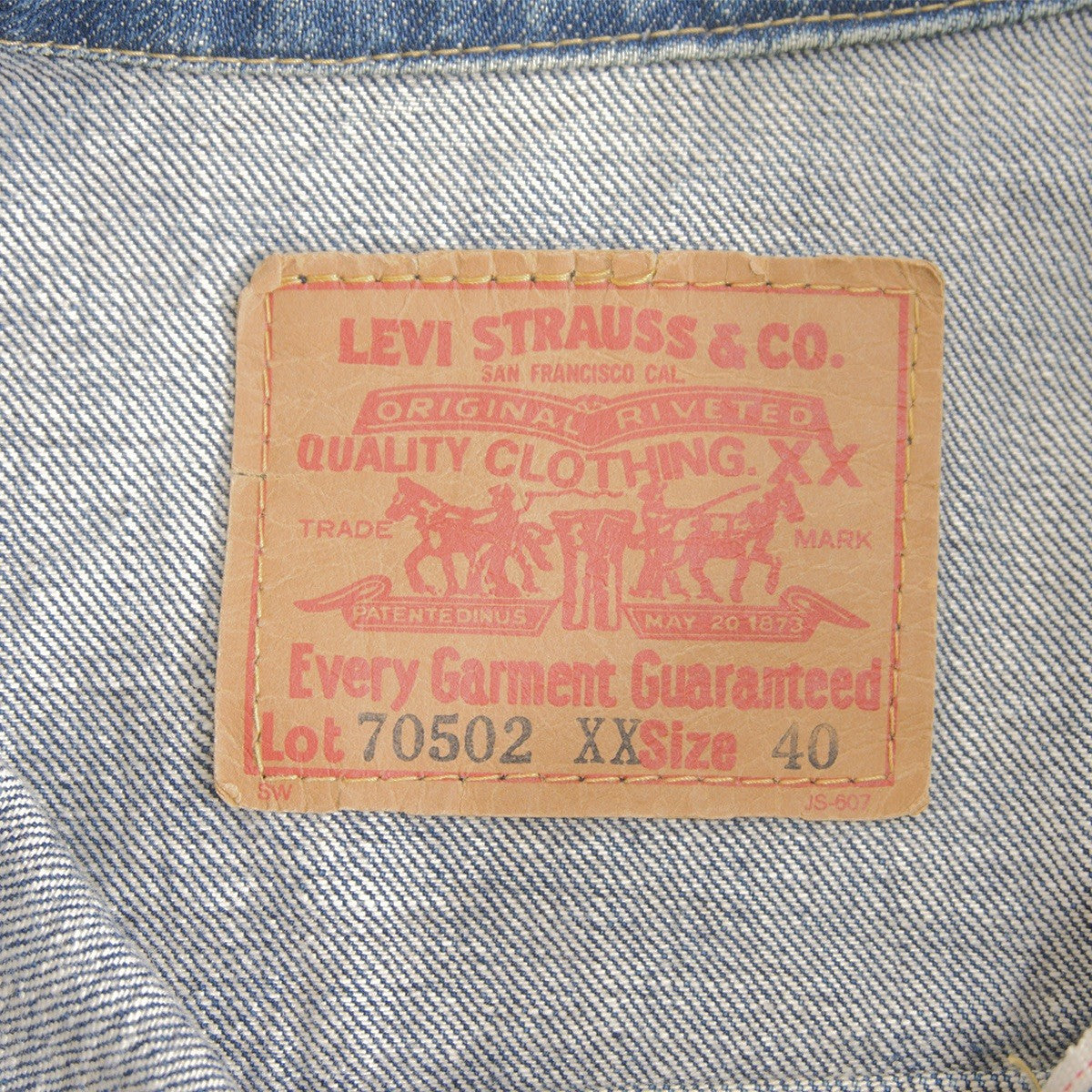 LEVI'S 70502XX Big E 1st Type Made in Denim Jacket Size 40