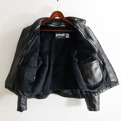 SCHOTT 641 Single Rider Leather Jacket Boa Liner Size 46