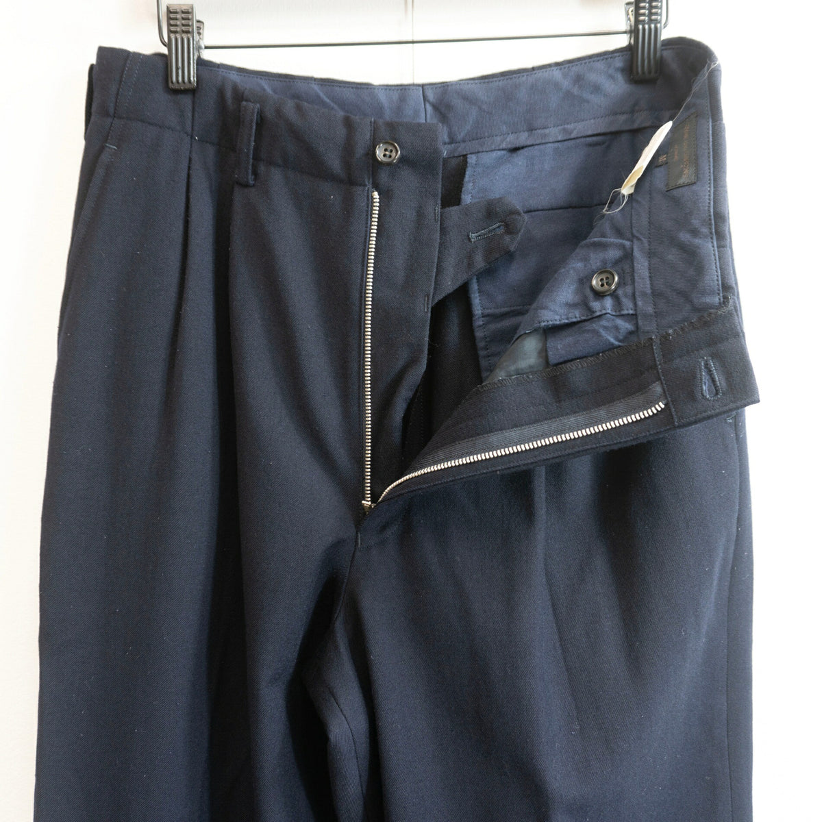 COMME des GARCONS HOMME 80s 2-Tuck Wool Slacks Navy Size M