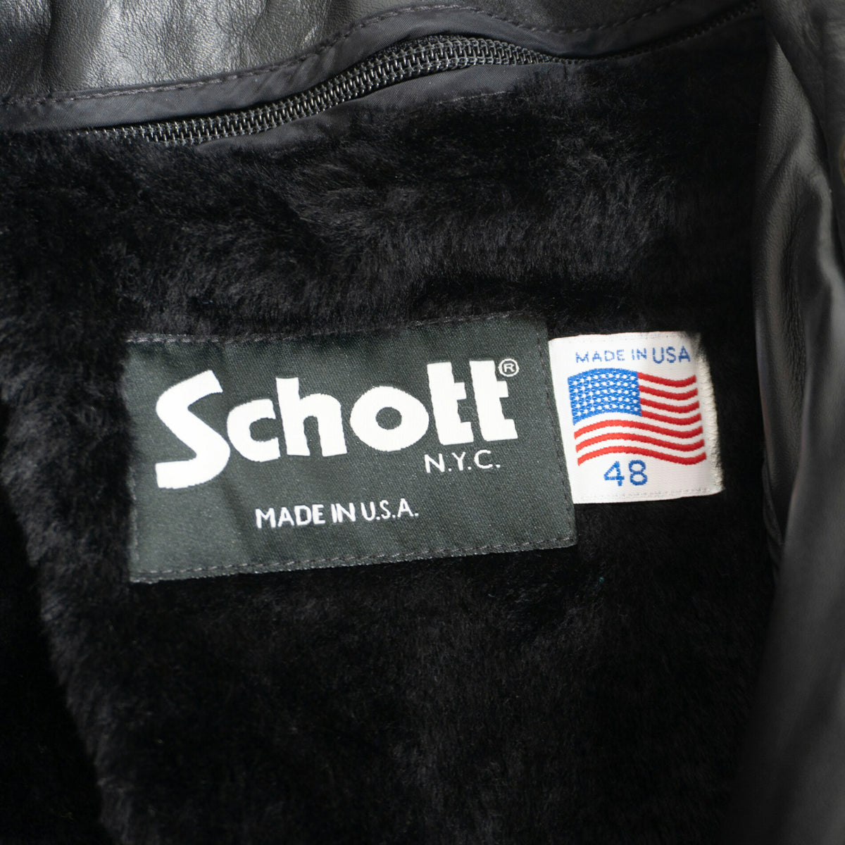 SCHOTT 641 Single Rider Leather Jacket Boa Liner Size 48