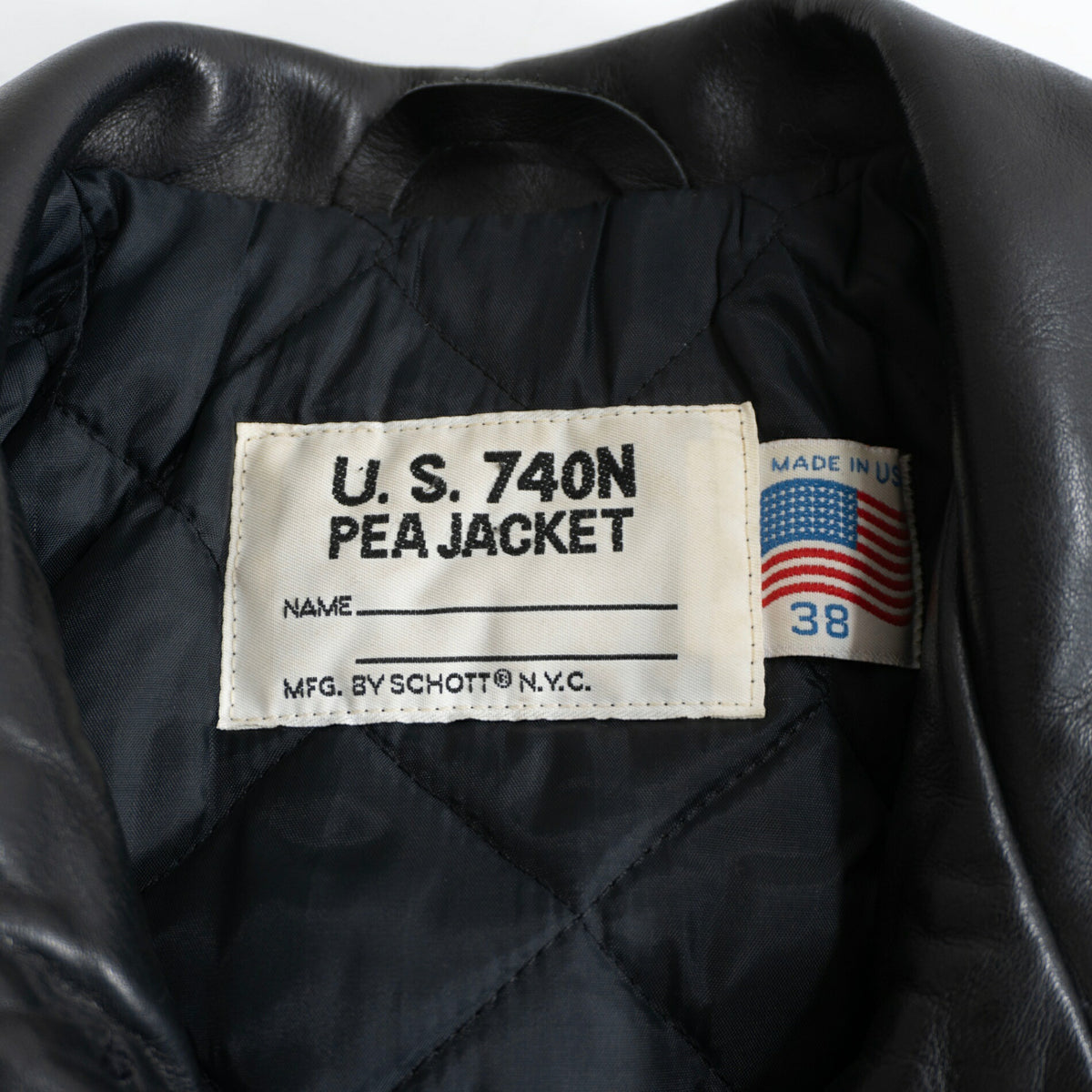 SCHOTT 140 Black Leather Pea Coat Size 38