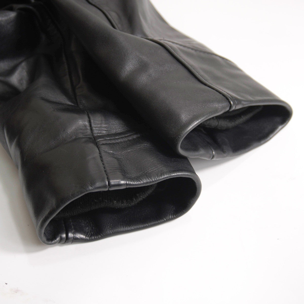 SCHOTT 103US Black Collared Single Leather Jacket Size 42