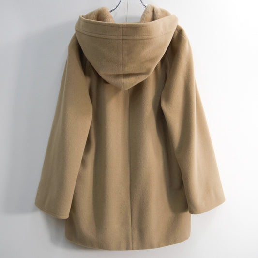 MAX MARA Wool Hooded Short Coat Camel Fur-lined Size 40