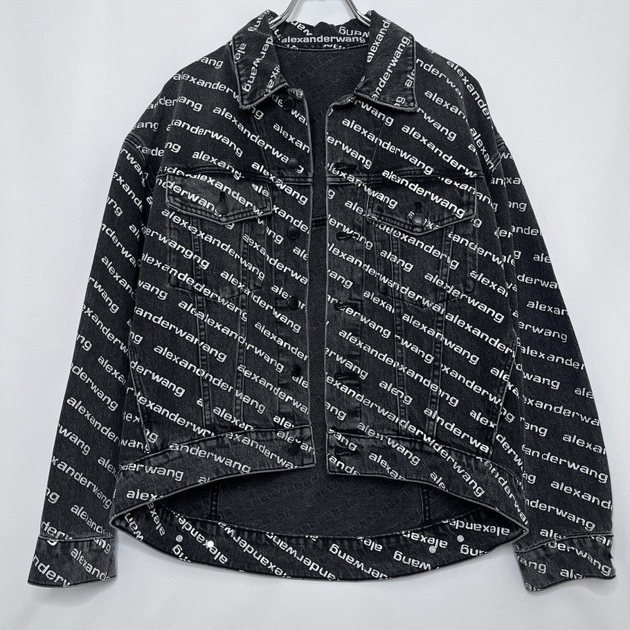 Alexander Wang All-Over Print Denim Jacket Black Size M