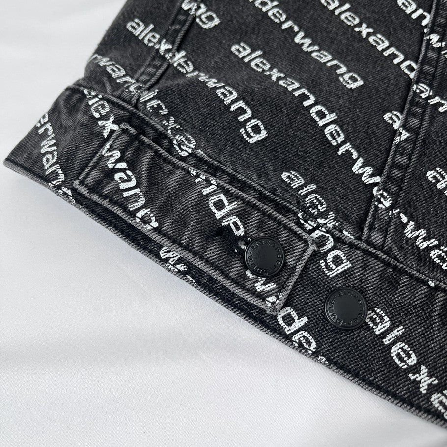 Alexander Wang All-Over Print Denim Jacket Black Size M