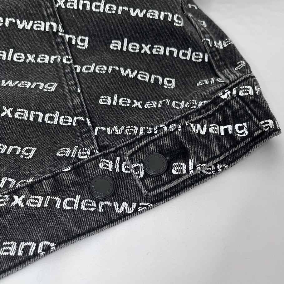 Alexander Wang All-Over Print Denim Jacket Black Size M