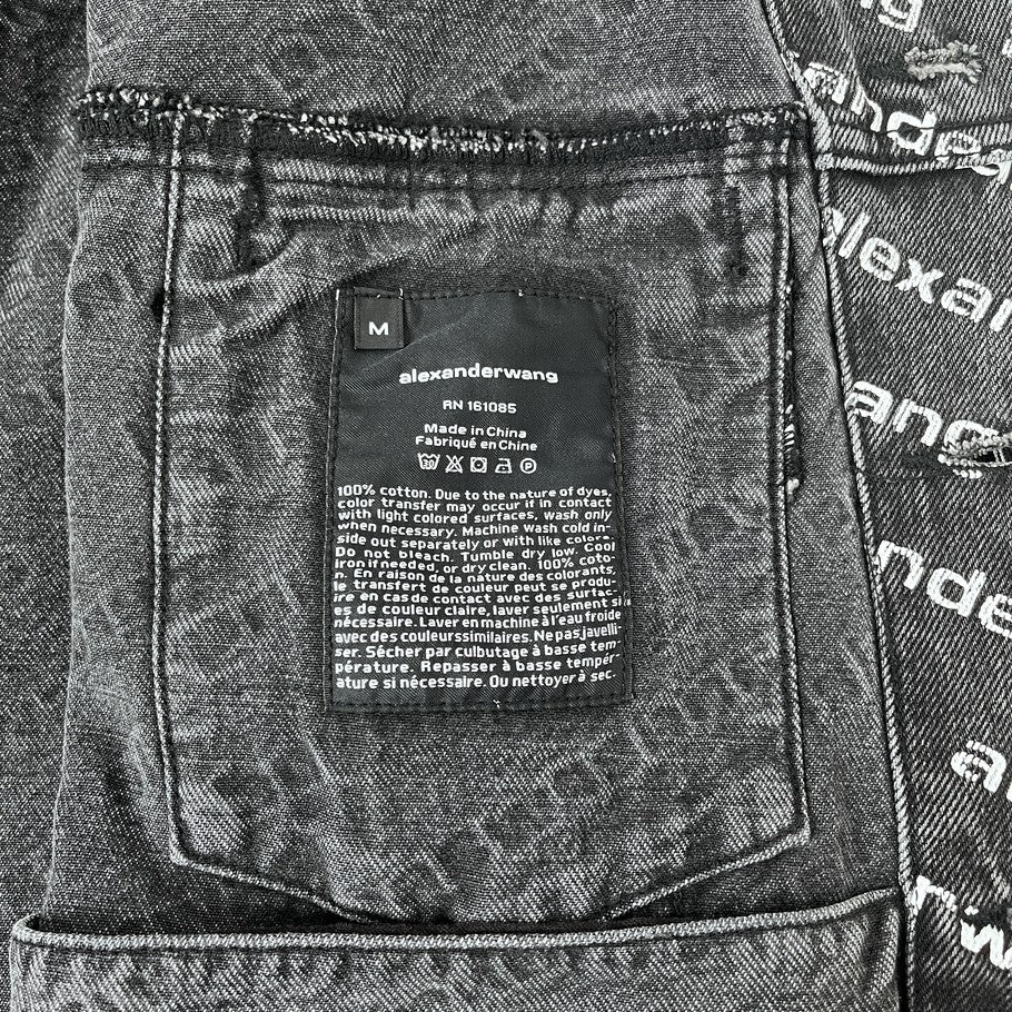 Alexander Wang All-Over Print Denim Jacket Black Size M