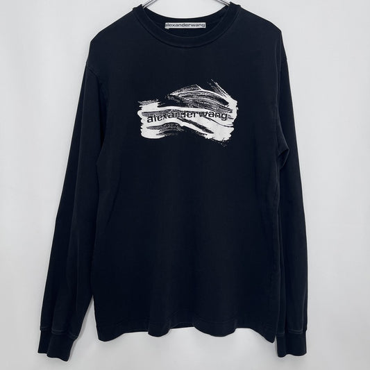 Alexander Wang Center Logo Black Long Sleeve Shirt Size M